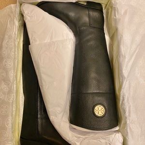 NWT Tory Burch Riding Boot Tumbled Leather Black